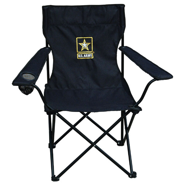 Army Army Star Direct Embroidered Black Portable Chair with Carry Bag